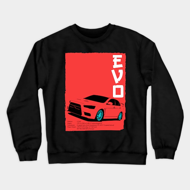 Lancer Evolution X Crewneck Sweatshirt by gaplexio